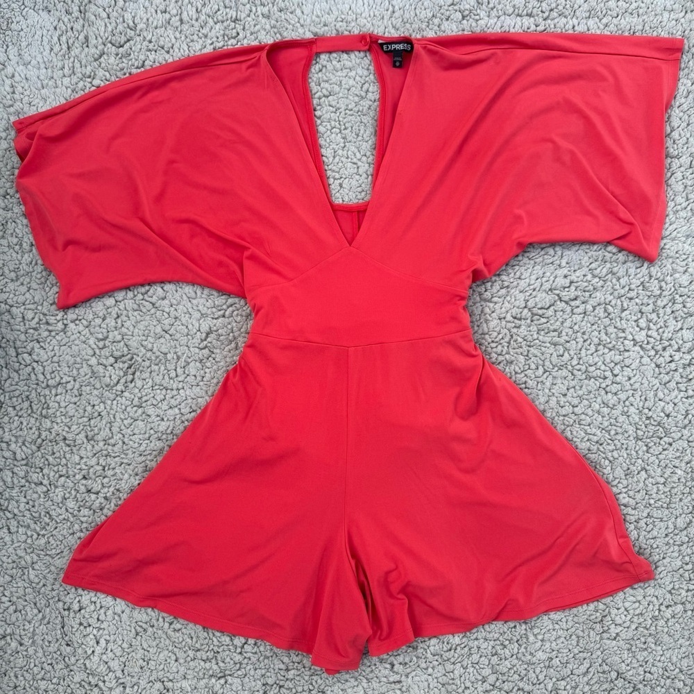 Express Red V-Neck Romper - Picture 3 of 7